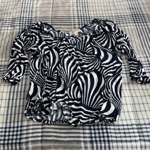 Michael Kors Black and White Patterned Blouse